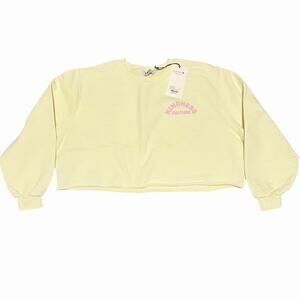 AMVI Kindness Culture Yellow Cropped Sweatshirt Medium NWT Balloon Sleeves
